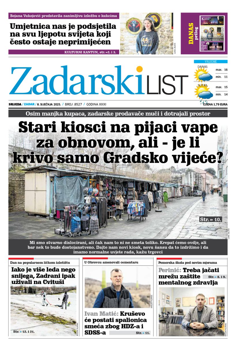 Sutra u Zadarskom listu čitajte...