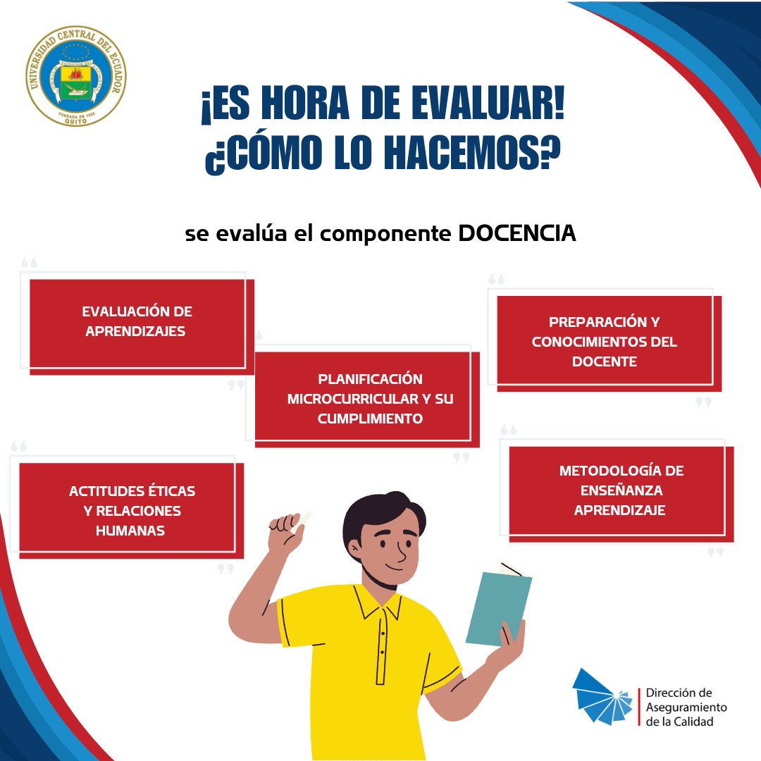 ¡Evaluación Docente! 🧑‍🏫👩‍🏫
👋👋Queremos invitarte a ser parte de este importante proceso. Este tu oportunidad para contribuir a la mejora continua de nuestra institución. <a href="/lacentralec/">Universidad Central del Ecuador</a> #UCE #UCentral #EvaluaciónDocente #Centralinos