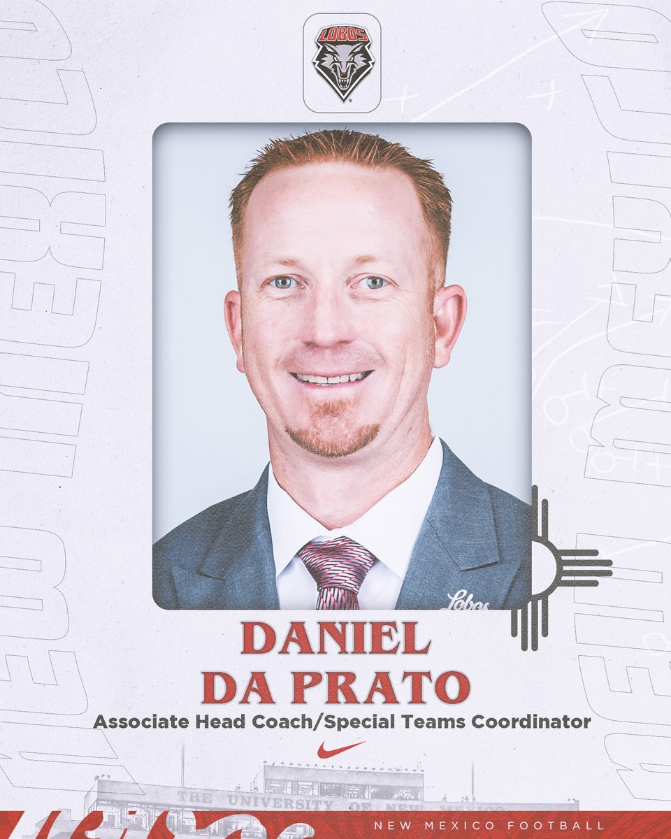 New Mexico Football (@unmlobofb) on Twitter photo WHOA! Let's welcome veteran coach Daniel Da Prato (<a href="/CoachDaPrato/">๐ช๐๐๐๐ ๐ซ๐๐๐๐๐ ๐ซ๐ ๐ท๐๐๐๐ ๐บ</a>) as Special Teams Coord. and Assoc. Head Coach!!!
Daniel spent the past two years with Texas State, and he is a 21-year Division I veteran who has coached an All-American in 3 of last 4 years.
#GoLobos | ๐บโฌ๏ธ WHOA! Let's welcome veteran coach Daniel Da Prato (<a href="/CoachDaPrato/">๐ช๐๐๐๐ ๐ซ๐๐๐๐๐ ๐ซ๐ ๐ท๐๐๐๐ ๐บ</a>) as Special Teams Coord. and Assoc. Head Coach!!!
Daniel spent the past two years with Texas State, and he is a 21-year Division I veteran who has coached an All-American in 3 of last 4 years.
#GoLobos | ๐บโฌ๏ธ
