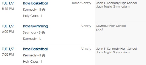 Today's Athletic Schedule: