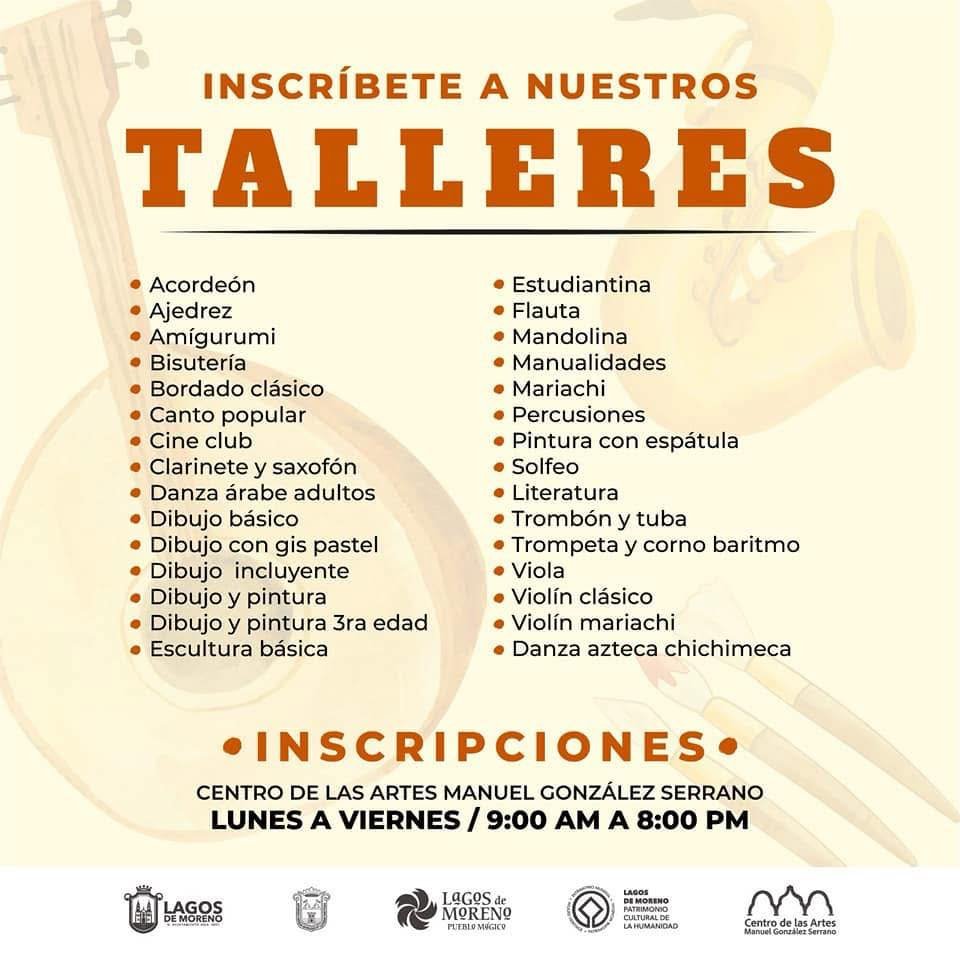 mglobalradio's tweet photo. 📷Inscribirte en los talleres del Centro de las Artes Manuel González Serrano en Lagos de Moreno, Jalisco. 
 
📷Los talleres son para todas las edades y la inscripción es gratuita.

Las inscripciones pueden ser en sus instalaciones en calle Miguel Hidalgo #476. https://t.co/9C3Fevwzdo