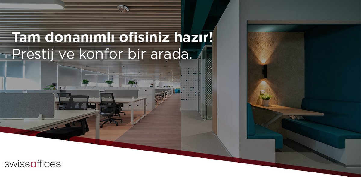 SwissOffices Hazır Ofis hizmetiyle tam donanımlı, prestijli bir çalışma ortamında işinizi büyütmenin tam zamanı. Hemen ofisiniz hazır, hem de geleneksel kiralamadan çok daha avantajlı fiyatlarla!

#SwissOffices #Prestij #KonforDoğasındaVar