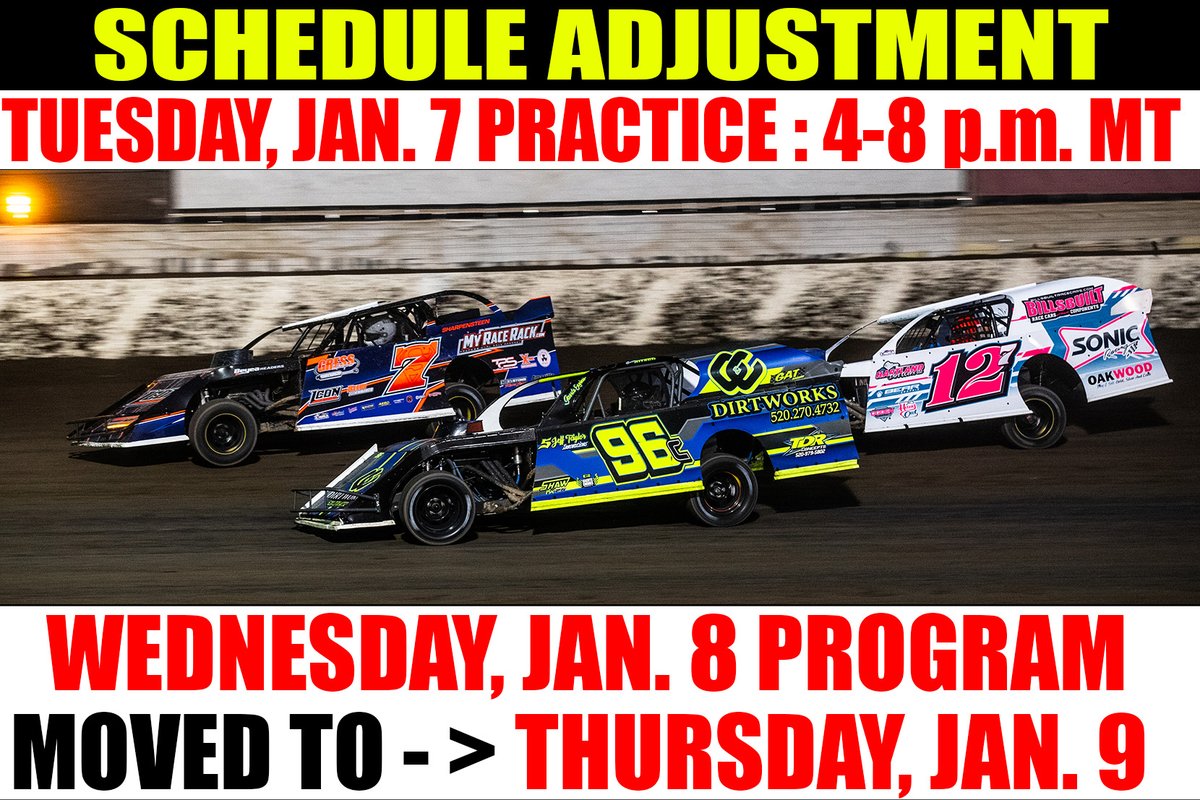 SCHEDULE ADJUSTMENT: A cold front moving through the area has forced officials with the 19th annual Wild West Shootout at <a href="/VadoSpeedway/">Vado Speedway Park</a> to shuffle the schedule.

Practice moved up one hour today, and Wednesday's program rescheduled for Thursday
Details -&gt; wildwestshootout.net/press/2025/art…