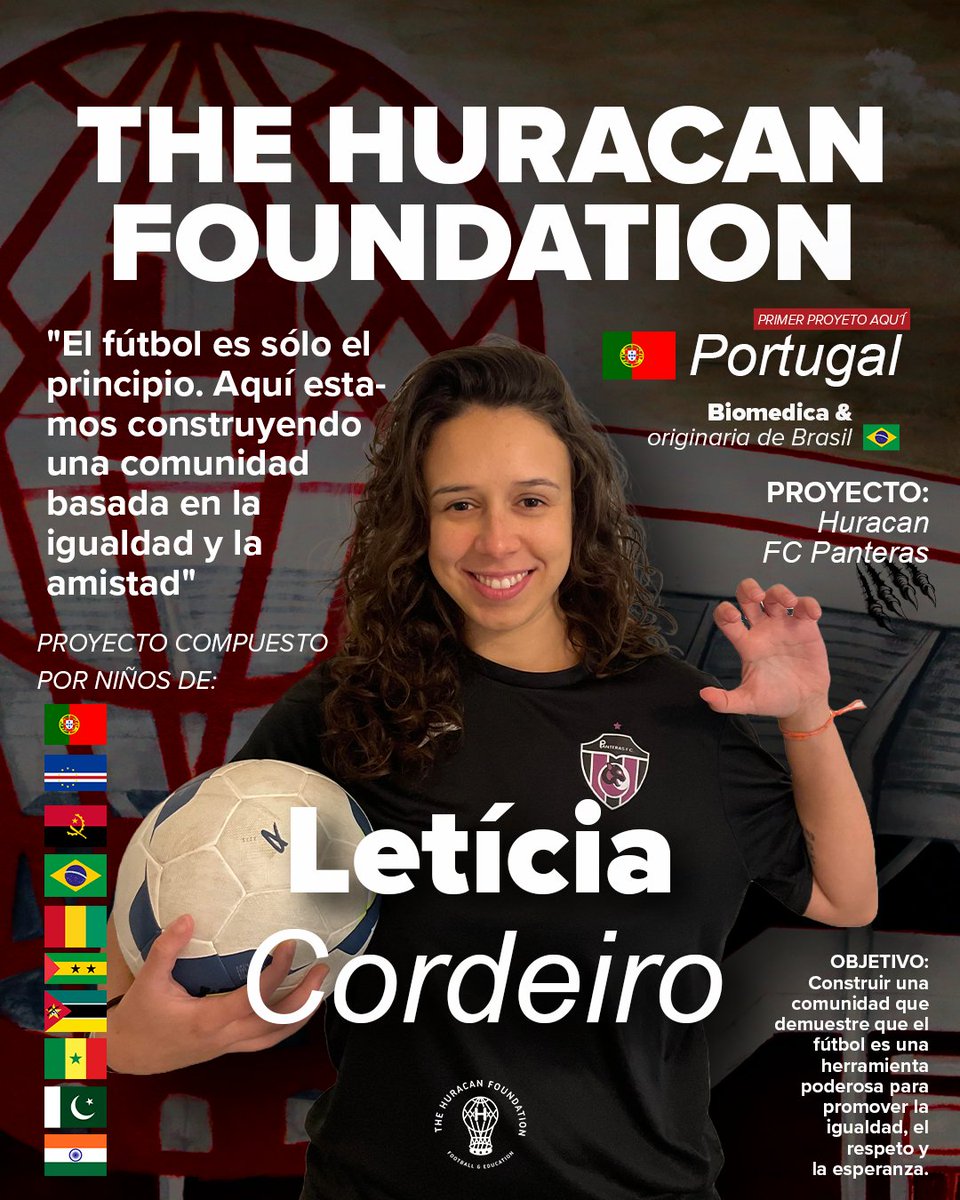CONOCE A LETICIA

Empezamos el año presentando a Letícia Cordeiro Brito, líder del proyecto Huracan FC Panteras 🇵🇹, nuestro primer proyecto en Portugal!

Originaria de Brasil, Letícia es licenciada en Ciencias Biomédicas y se mudó a Portugal para cursar un Máster en Innovación