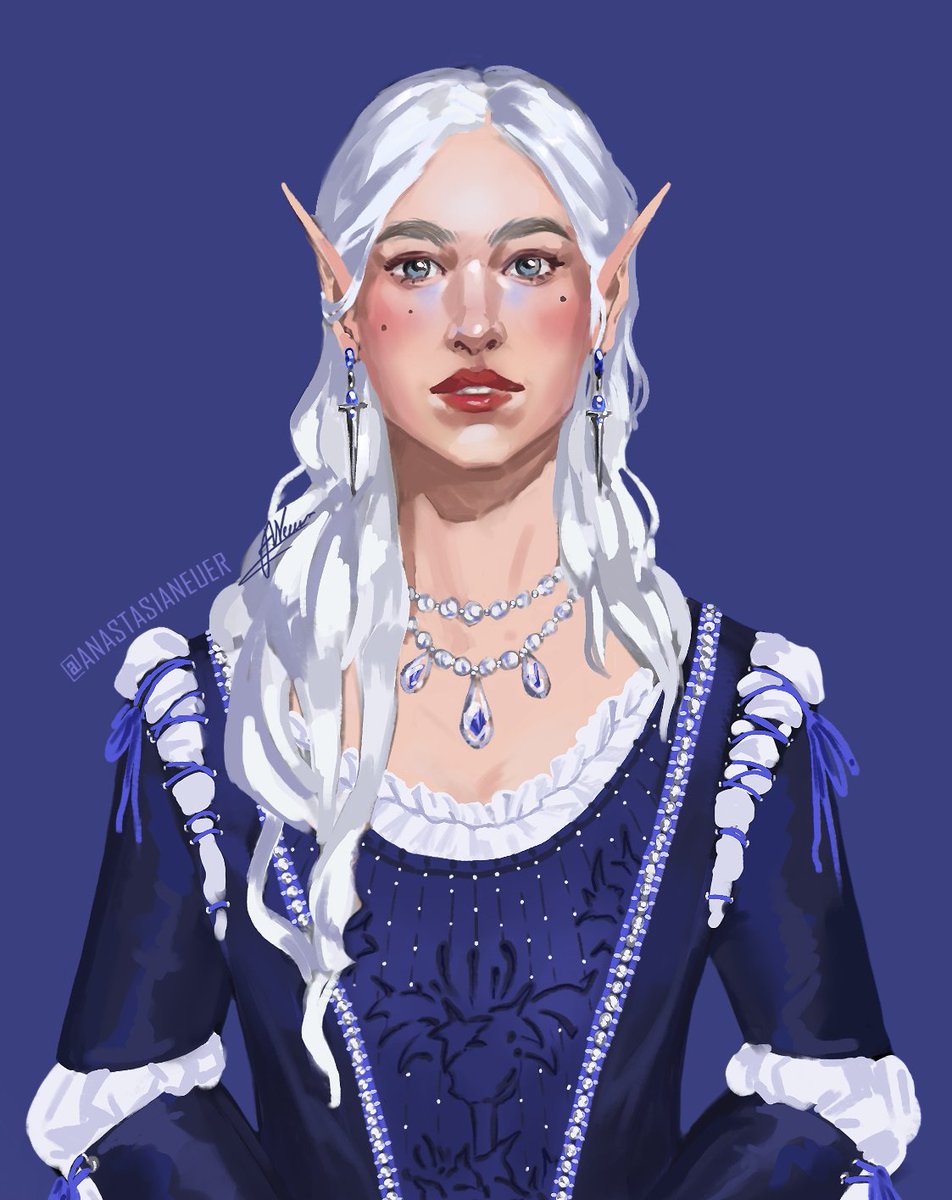 Центаурея Сианодель. Благородная эльфийка с чудовищным чувством юмора.
Нпс для одной из предстоящих кампаний по днд ;)
#dnd