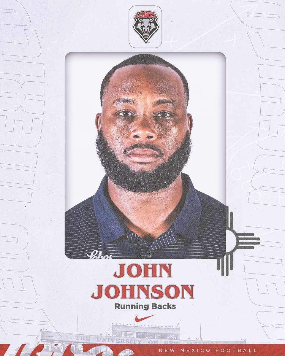 BANG! Let's welcome John Johnson to the Lobo Family as RB coach!  John was at Sam Houston St. for 3 years and was also Asst. Head Coach. 

He also had two stints with South Dakota St. (With a FCS title game appearance).  

He also played FB at Oklahoma State.  

#GoLobos | 🐺