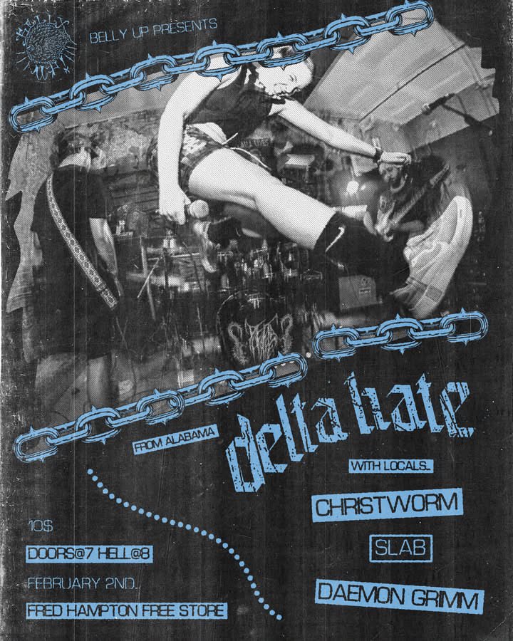 daemon_grimm's tweet photo. ‼️SHOW ANNOUNCEMENT‼️
Ripping a gig with Delta Hate, @christworm_band and Slab at Fred Hampton Free Store February 2nd. Mark your calendars and see you there! https://t.co/CNhsO4Wqqu