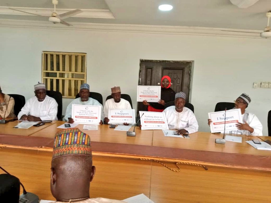 Hon. Muhammed S Garba Tiggi mem.rep. Augie const.
Hon. Muhammed Buhari Aleiro mem.rep. aleiro const.
Hon. Hashimu Usman mem.rep. Yauri const.
Hon. Atiku Bello Kurya mem.rep. Gwandu const.
#NAIJAYOUTHELECTORALDEMANDS 
<a href="/NDI/">National Democratic Institute</a> <a href="/NEDemocracy/">NEDemocracy</a>