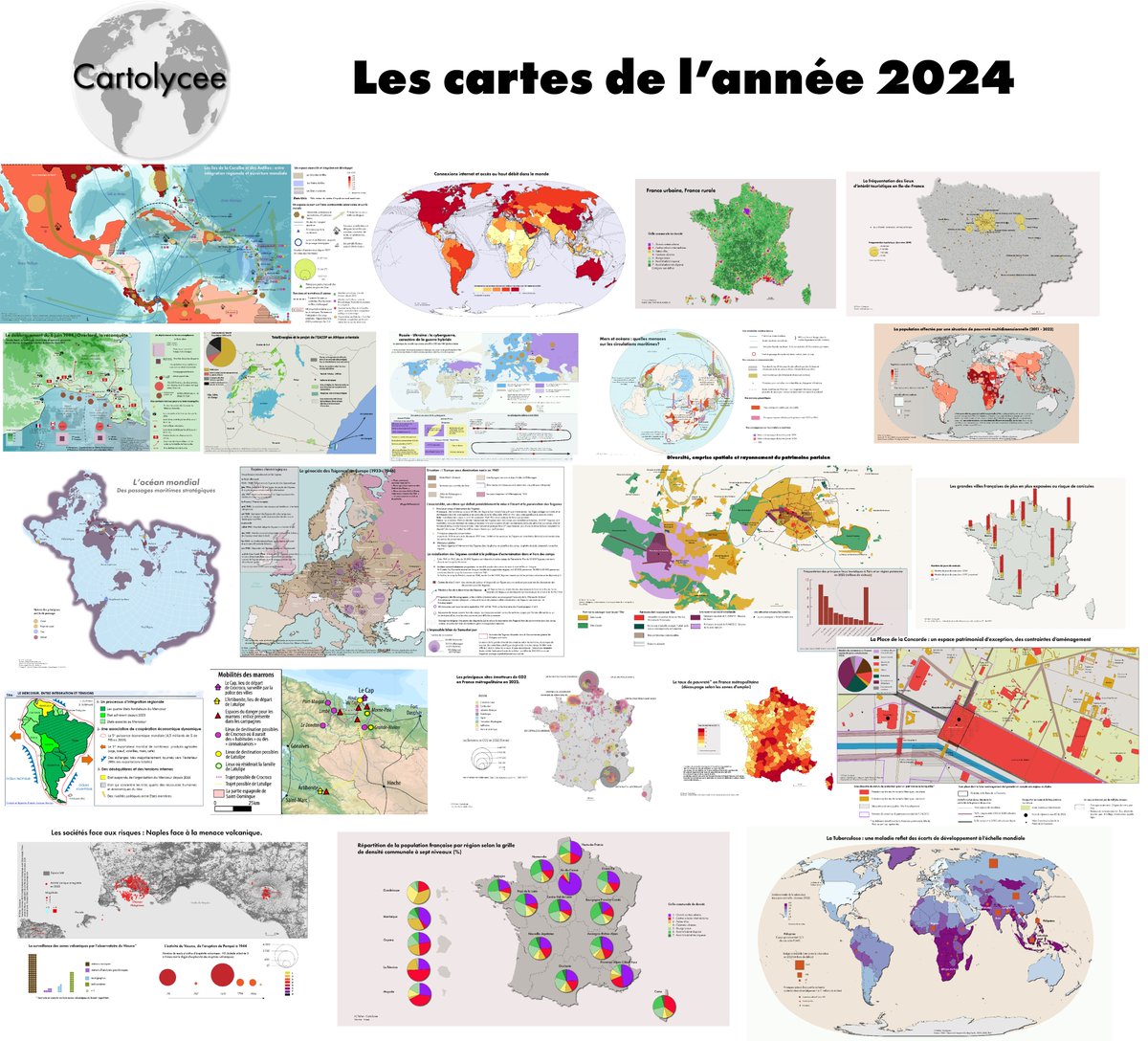 Pas toujours beaucoup de temps, mais toujours là malgré tout. Je me fixe 2026, 10 ans ce serait chouette! Les cartes de l'année 2024. Excellente année 2025 à toutes et tous. #cartolycée cartolycee.net