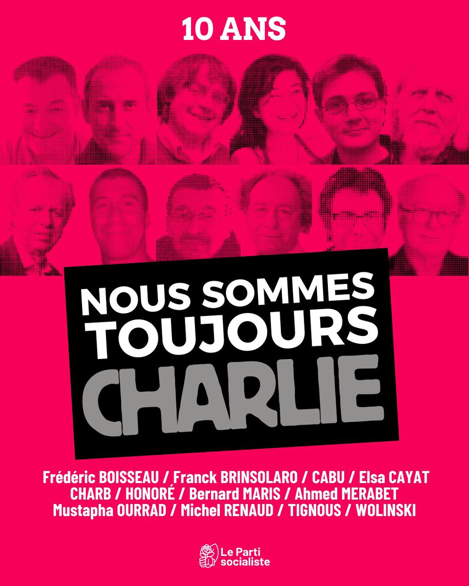 Il y a 10 ans, la France était frappée par la barbarie islamiste : #CharlieHebdo , l’#HyperCacher et #ClarissaJeanPhilippe à Montrouge.
Face à la haine, refusons la peur et le silence. Défendons nos valeurs universelles et le vivre-ensemble. #NousNoublionsPas