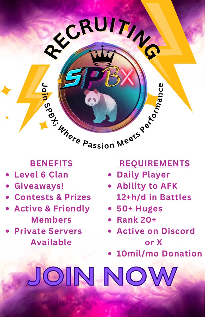 We are recruiting, we are an active clan we have been around top 200 but we want to do better, if you are an active player and meet the requirements bellow on the photo pls do contact one of us <a href="/kim871337484/">Pink4life💗</a> <a href="/Skyerose33/">RosecandyPlayz</a> <a href="/Anneliesje89/">Annelies Gentens</a> <a href="/P0upettedesiles/">Poupette Desiles</a> 

#ps99 #petsim #ROBLOX