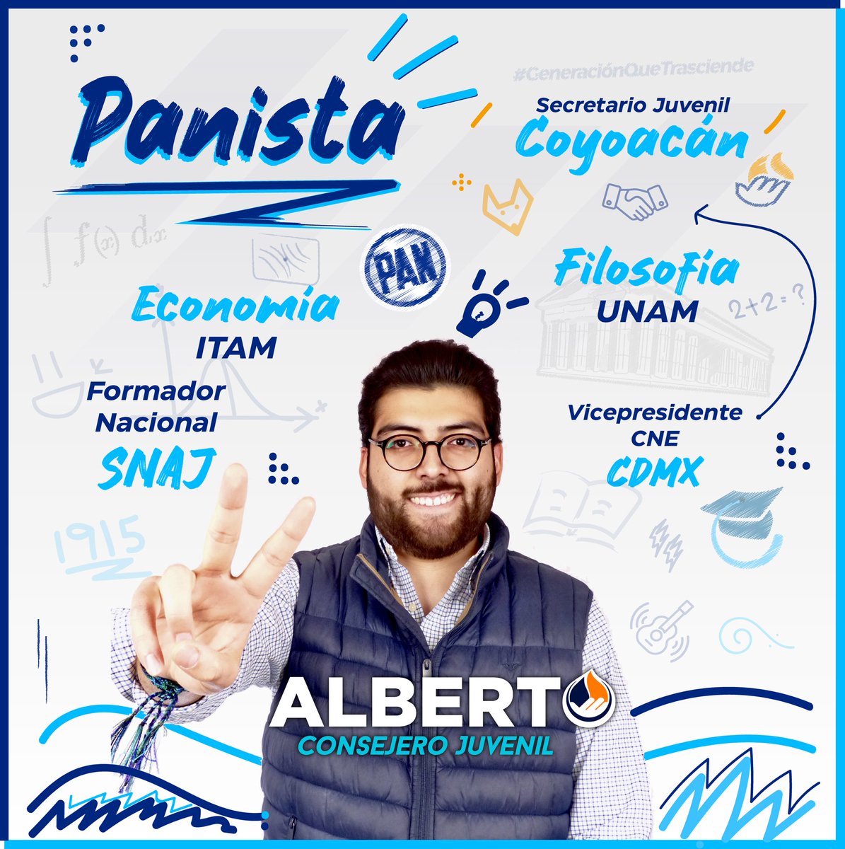 Este soy yo, #Listo para retribuir a mi querida institución y trabajar para que la juventud mexicana sueñe y se atreva en #AcciónNacional. 🔥 🤓