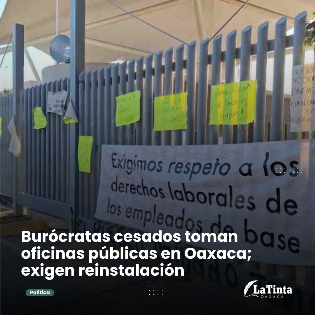 LaTintaOax's tweet image. Exigen reinstalación de 667 plazas suprimidas y denuncian irregularidades en los despidos. Las protestas continuarán hasta obtener respuesta. 

buff.ly/3BULxS7 

#Oaxaca #ProtestaLaboral #DerechosLaborales