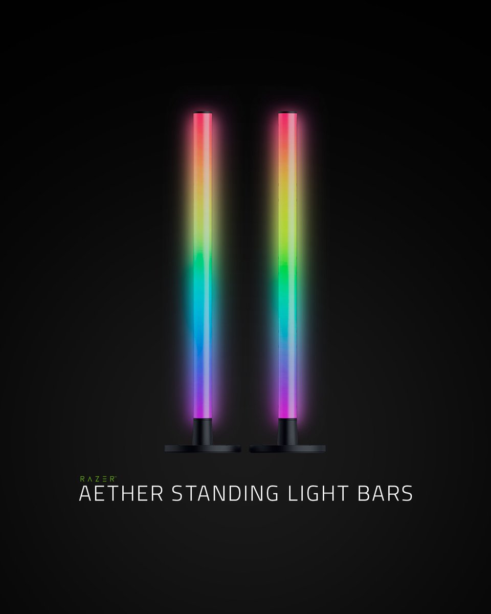 Maximize your gaming and entertainment lighting ambience with the Razer Aether Standing Light Bars. Link in bio.

Enjoy either vibrant lighting or dramatic wall projections with the convenient reversible design; and experience Razer Chroma™ RGB that takes your setup to the next