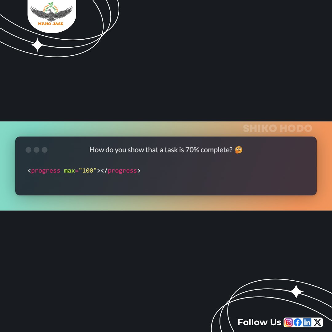 mahojase's tweet image. 📊 How Can You Display Progress in HTML?
.
.
.
#WebDevelopment #learnhtml #WebDesigner  #CodingTips #html5 #devlife #UserExperience