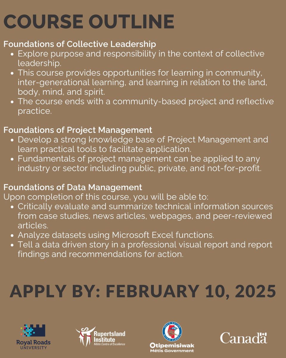 rupertslandorg's tweet image. Kick off 2025 by enrolling in a 23-week online Professional Project Administrator Certification with Rupertsland Institute and Royal Roads University ๐ป
Interested in Project Administration? Fill out this form to show your interest:
#ProjectAdmin #RLI #RoyalRoads
