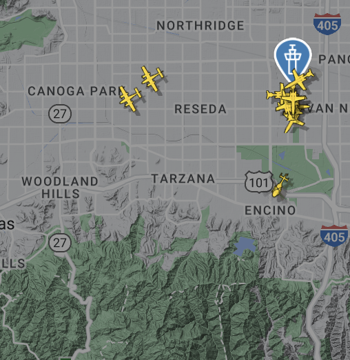 Super Scoopers Enroute to the #BrushFire in the Palisades Highlands this is the "Palisades Fire" <a href="/knxnews/">KNX News 97.1 FM</a> <a href="/flightradar24/">Flightradar24</a>