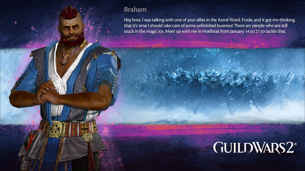 GuildWars2's tweet image. Braham's fate transformed in The Icebrood Saga! Relive the epic twists in the upcoming bonus event. 🐺 Drop a wolf emoji if you stood strong with Braham through the storm!