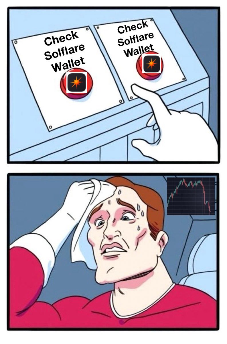 solflare's tweet photo. Anyone else feeling like this today? 😅

Markets Down, Hold Strong! https://t.co/zmDm8P1X0g