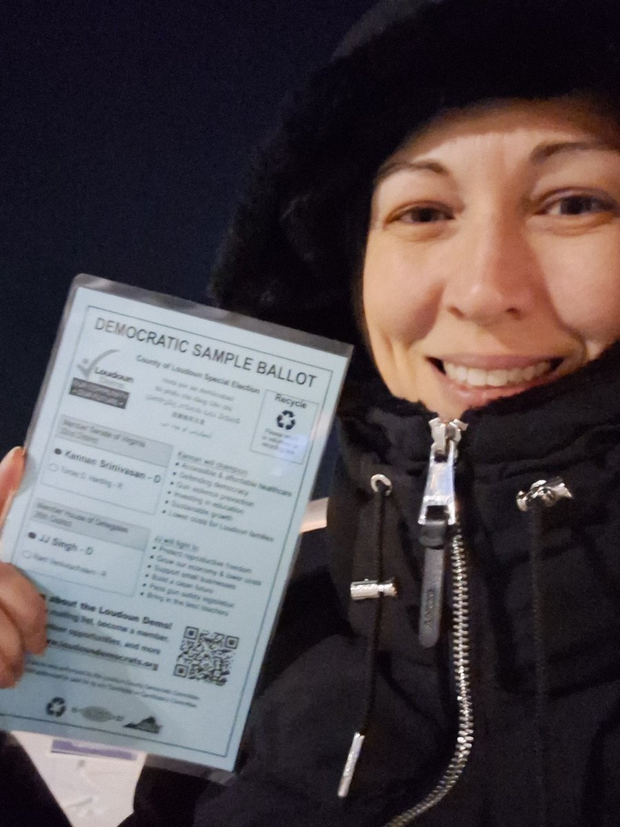 Kannanforva's tweet photo. Thank you to @LoudounDems, @julibriskman, @arben4va and all our volunteers for greeting voters at the polls today! Road conditions have cleared up tremendously and polls are open for another 5 hours—come say hi on your way to vote! https://t.co/RHceuDnQz5