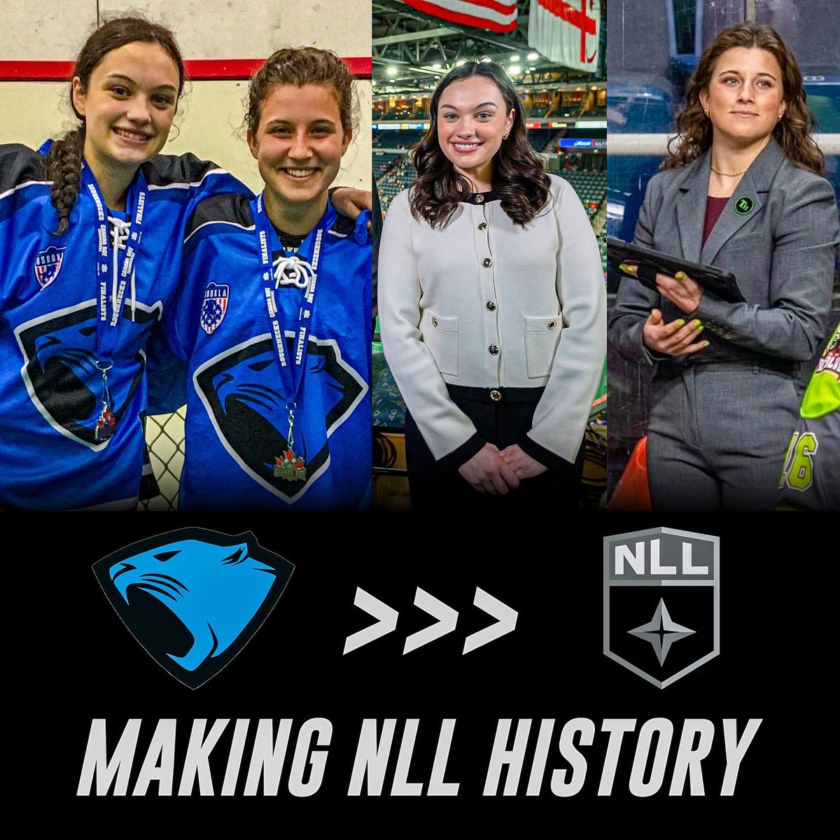 Huge congrats to former Denver Pride Box players Shonly Wallace &amp; Maki Jenner for making NLL history! Maki became the first female analyst in <a href="/NLL/">NLL</a> history while Shonly became the first female coach in <a href="/NLL/">NLL</a> history for the <a href="/AlbFireWolves/">Albany FireWolves Lacrosse Club</a>