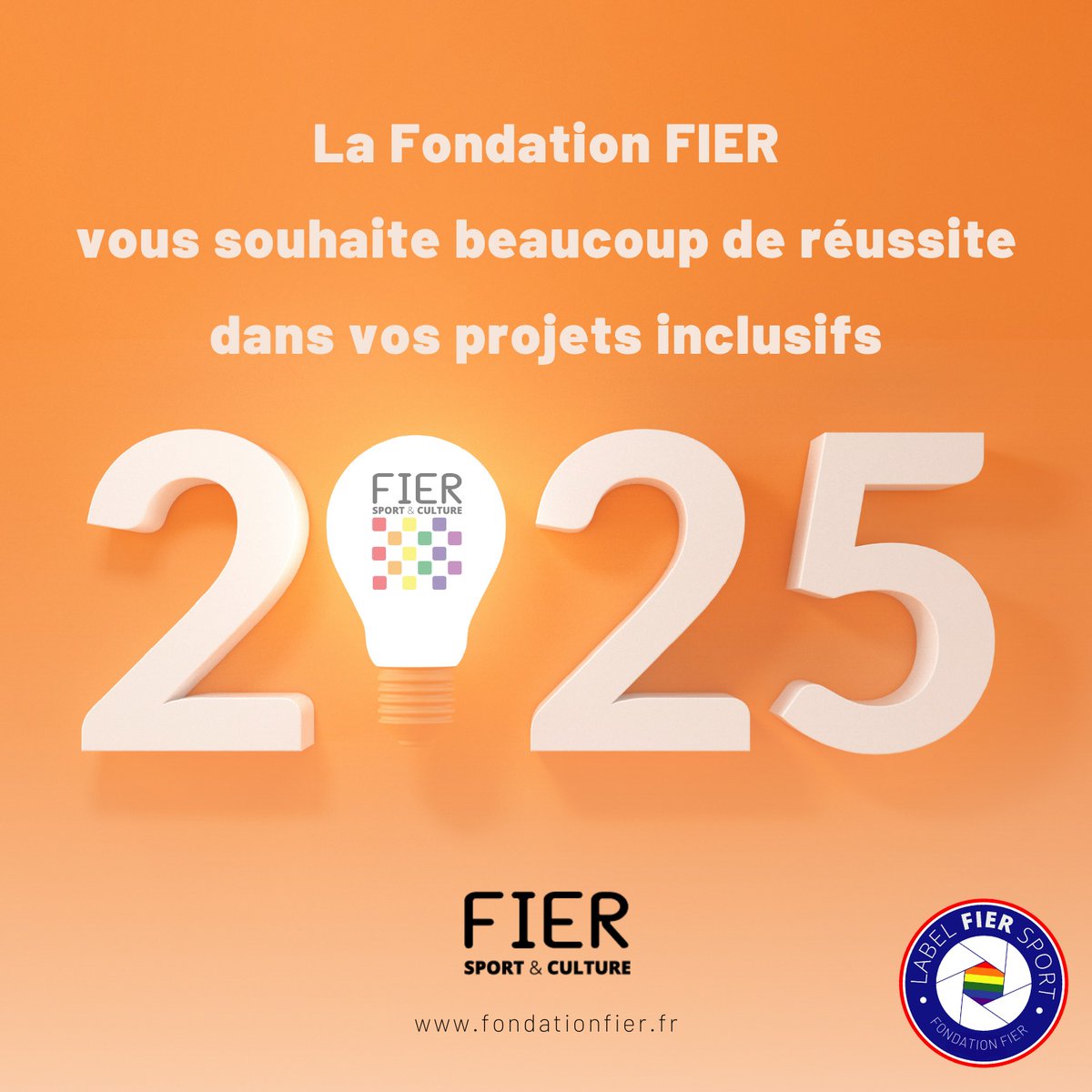 Tous nos voeux pour une année 2025 de fierté, d'inclusion, d'engagement et de respect de la diversité. Après la #PrideHouse Paris 2024, cap sur les #Eurogames de Lyon 2025 ! Depuis 10 ans, la fondation FIER est toujours aux côtés des projets inclusifs qui font bouger la France !