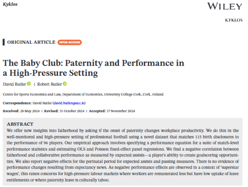 The Baby Club: Paternity and Performance in a High-Pressure Setting doi.org/10.1111/kykl.1…