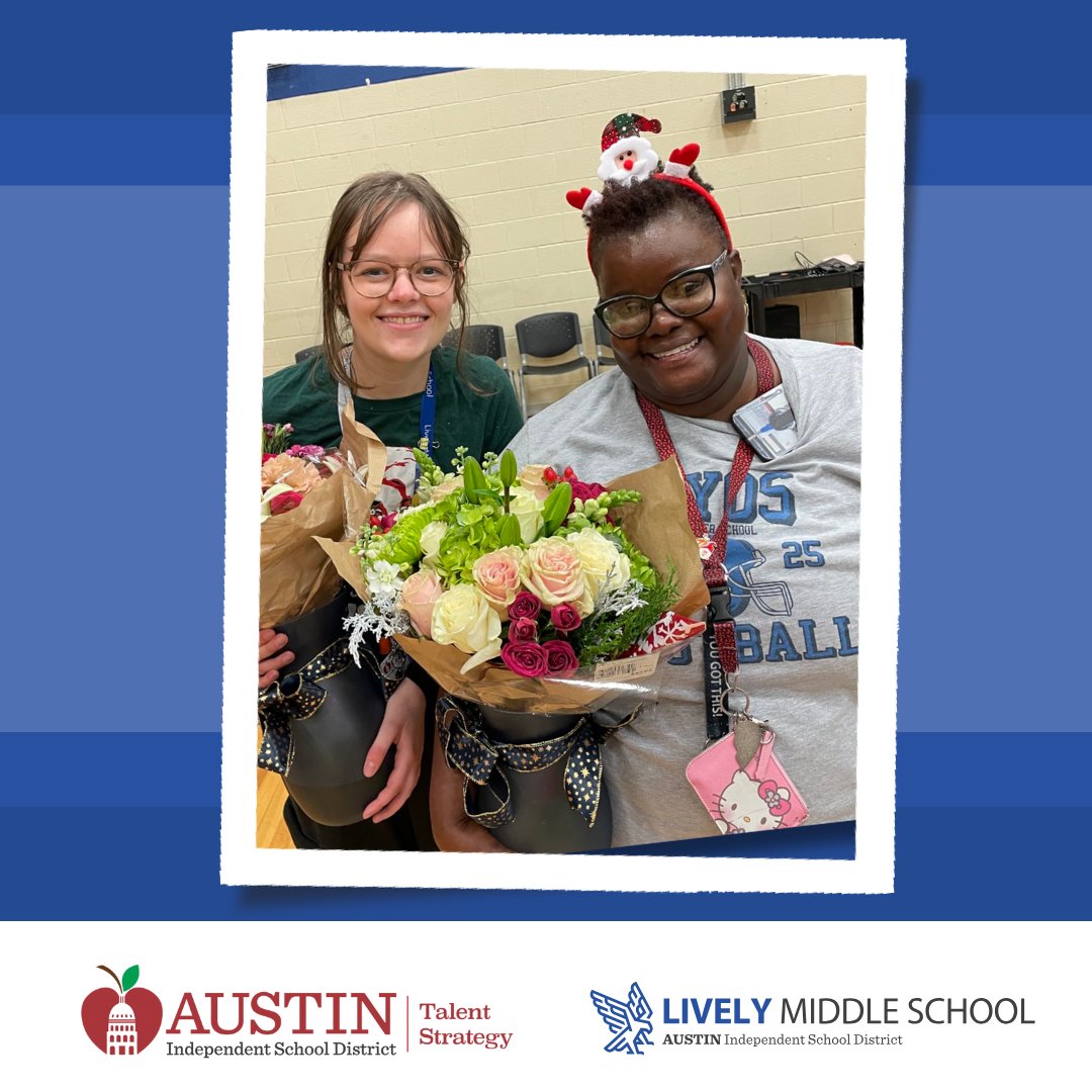 Austin ISD Office of Talent Strategy (@weareaisd) on Twitter photo Congratulations to our <a href="/LivelyFalcons/">Lively Falcons</a> Teacher of the Year, Ms. King, and our Teacher of Promise, Ms. Warrix!
Thank you both for all you do for our <a href="/AustinISD/">Austin ISD</a> community! <a href="/Secondary_AISD/">AISD Secondary School Leadership</a> #Salute2025 #AISDproud #AISDjoy Congratulations to our <a href="/LivelyFalcons/">Lively Falcons</a> Teacher of the Year, Ms. King, and our Teacher of Promise, Ms. Warrix!
Thank you both for all you do for our <a href="/AustinISD/">Austin ISD</a> community! <a href="/Secondary_AISD/">AISD Secondary School Leadership</a> #Salute2025 #AISDproud #AISDjoy