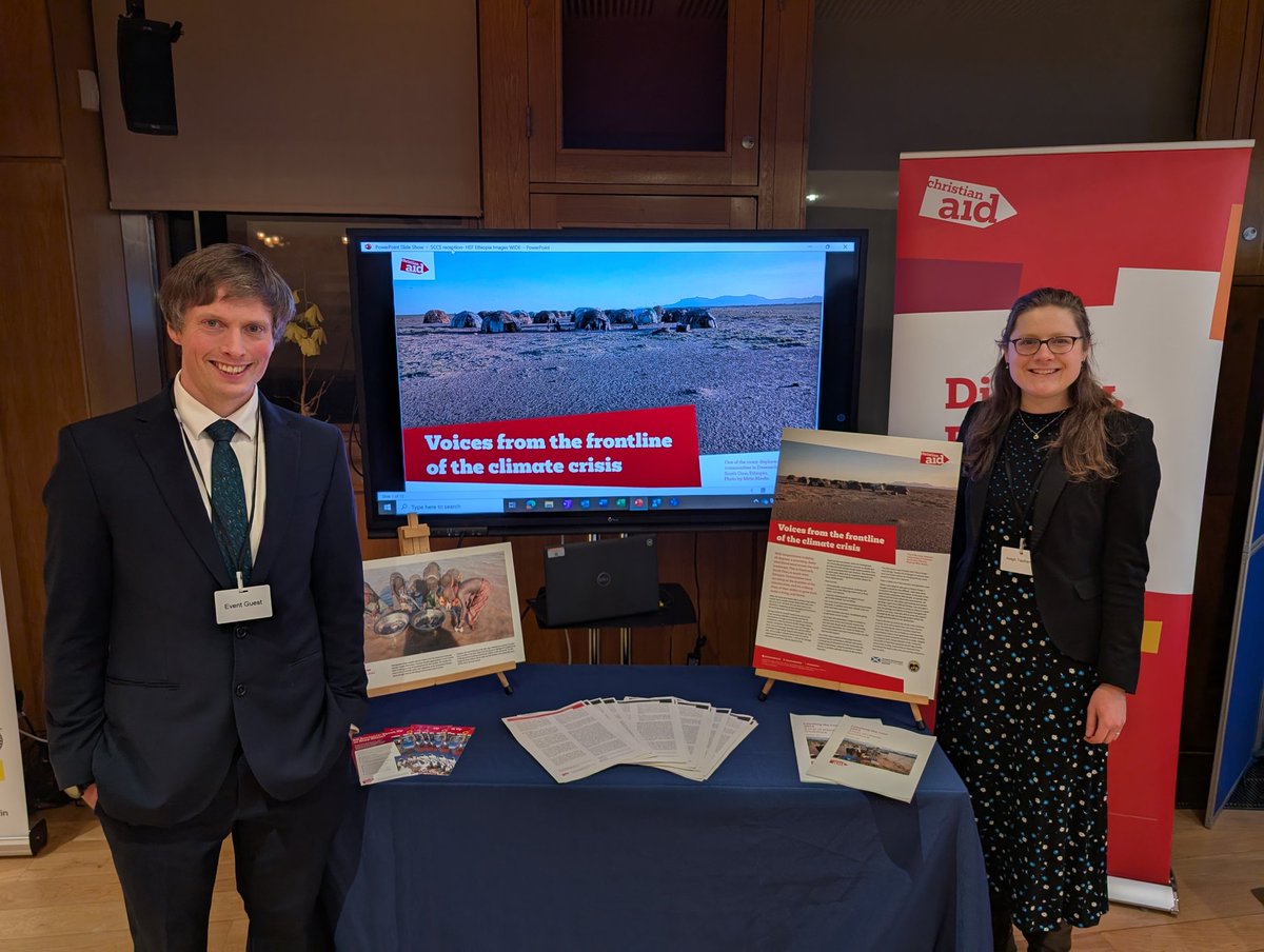 christianaidsco's tweet photo. Tonight we are at the @ScotParl exhibiting our exhibition about the impacts of loss and damage funding in Ethiopia, which was funded by the @scotgov. Wonderful to show photos taken by community members to MSPs and members of @sccscot. 

#LossAndDamage #ClimateFinance https://t.co/JasuxBDR84