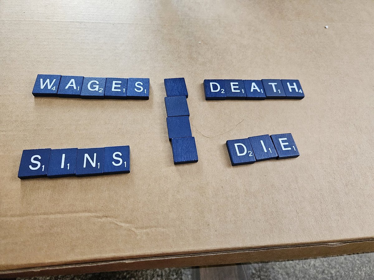 My kids were playing with the scrabble tiles yesterday. I came downstairs to find this on the coffee table, hahaha! 
#ifbkids #Romansroad