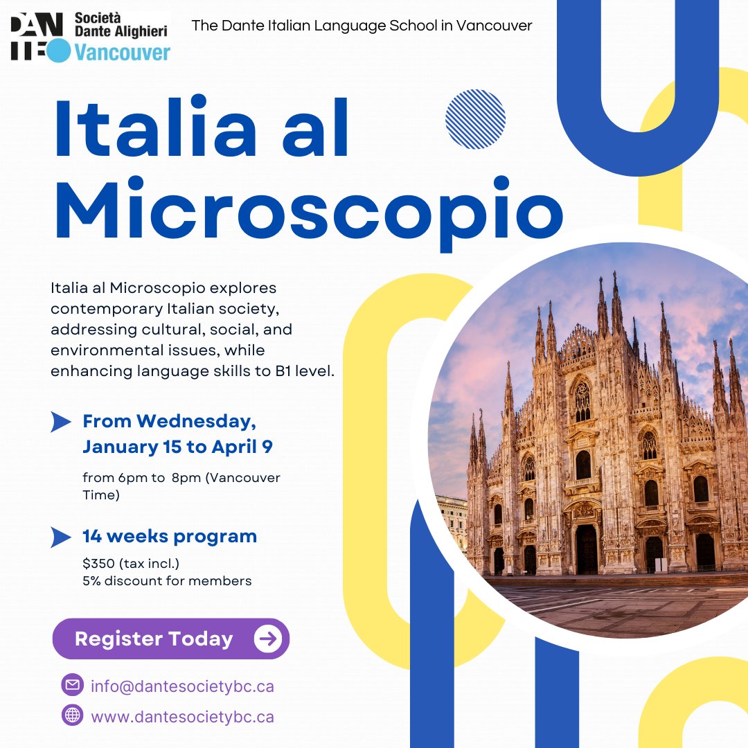🔍🇮🇹 Explore Italy in Depth with Italia al Microscopio! 🇮🇹🔍

This program offers an in-depth analysis of Italy's regional diversity, political landscape, economic development, and more.

Enroll now to embark on this enlightening journey through Italy's multifaceted identity!