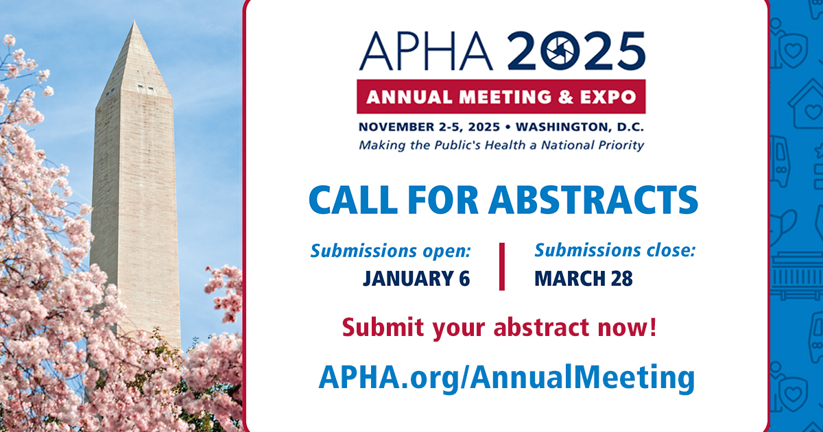 Ready, set, submit! The call for abstracts for #APHA2025 is now open. Don't miss your chance to present at the year's premier public health event in Washington, D.C., this fall. apha.org/events-and-mee…