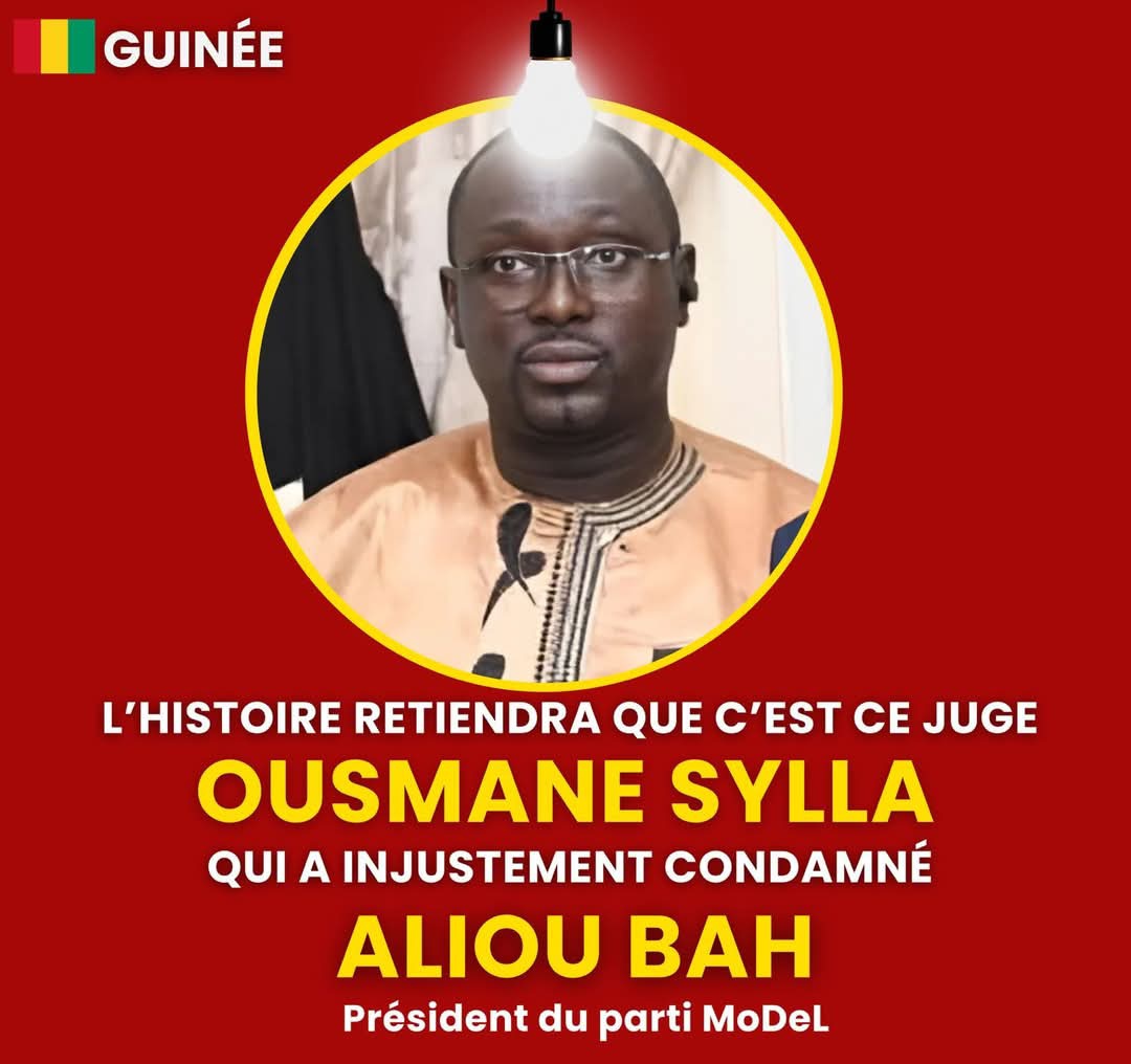 DialloMLamabank's tweet photo. Le juge qui a lu la décision condamnant Aliou Bah à deux ans de prison ne sait pas qu'il a aussi condamné le courage, la détermination et les droits de liberté en Guinée.
Il a aussi condamné l'impartialité,  l'indépendance et la crédibilité de la justice guinéenne.
#FreeAliouBAH! https://t.co/BSJGTOPP6O