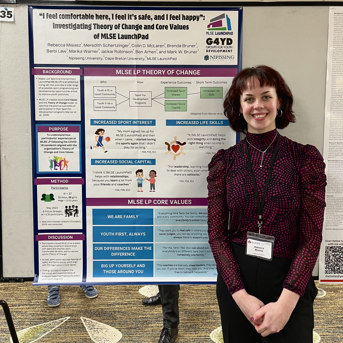 Connect, collaborate, and inspire! 🤝
Rebecca Misiasz is a MSc Kin candidate working with Dr. Mark Bruner. Rebecca’s presentation at SCAPPS is a wonderful depiction of the important work being shared within youth sport development out of our lab!
#NORTHPAlab #NipissingUniversity