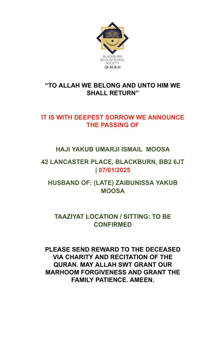 Blackburn Muslim Burial Society tweet media