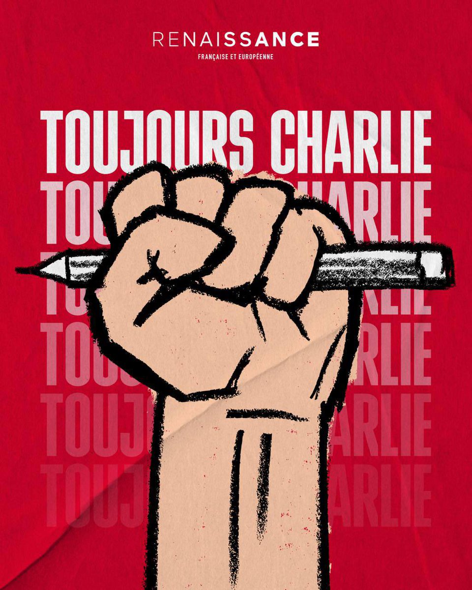 re_asnieres's tweet photo. 10 ans après, nous sommes toujours et plus que jamais #Charlie.

Nous n’oublierons jamais les victimes de l’attentat terroriste du 7 janvier 2015 et leur rendons hommage.

Parce que notre liberté d’expression n’a pas de prix, nous continuerons à nous battre pour la préserver. https://t.co/Fl9kTuY4or
