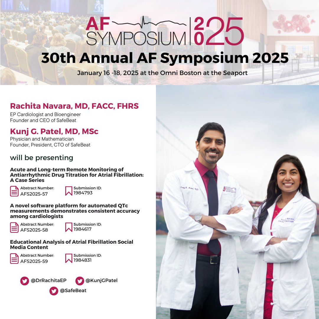 SafeBeat Rx (@safebeat) on Twitter photo We’re excited and grateful to share that SafeBeat will be at the 30th Annual <a href="/AFSymposium/">AF Symposium</a> 2025! Join us on Jan 16-18 at the Omni Boston at the Seaport, where we’ll present 3 accepted abstracts showcasing our work in #AFib care. Can’t wait to connect with you all! #AFSymposium2025 We’re excited and grateful to share that SafeBeat will be at the 30th Annual <a href="/AFSymposium/">AF Symposium</a> 2025! Join us on Jan 16-18 at the Omni Boston at the Seaport, where we’ll present 3 accepted abstracts showcasing our work in #AFib care. Can’t wait to connect with you all! #AFSymposium2025