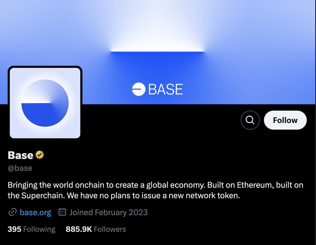 base's tweet image. New bio. Built on Ethereum, built on the Superchain.