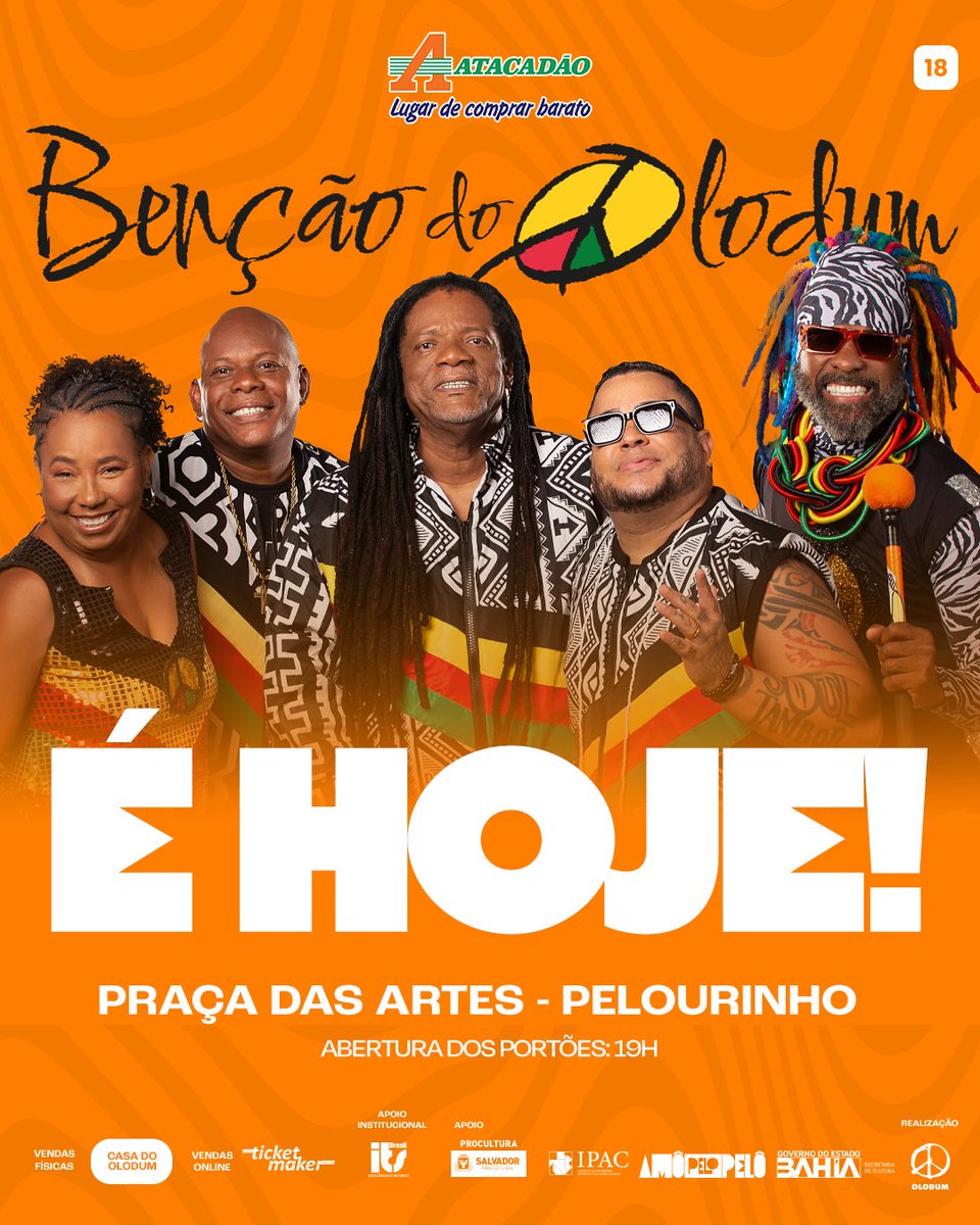 É daqui a pouco! Benção do Olodum na Praça das Artes, Pelourinho. E aí? Vai descer? 💚❤️💛🖤

O carnaval do Olodum é patrocinado pelo Atacadão <a href="/atacadao_sa/">Atacadão_SA</a> nosso PARCEIRÃO!
