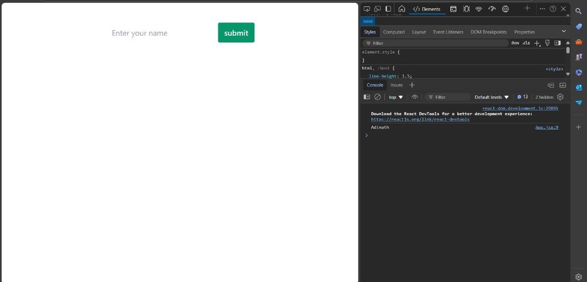 AdinathSak35430's tweet image. Today I explored React fundamentals more deeply!Learned about two-way binding, how to build reusable components, and tackled the challenges of prop drilling. #ReactJS #ReactLearning #FrontendDev #WebDev #100DaysOfCode