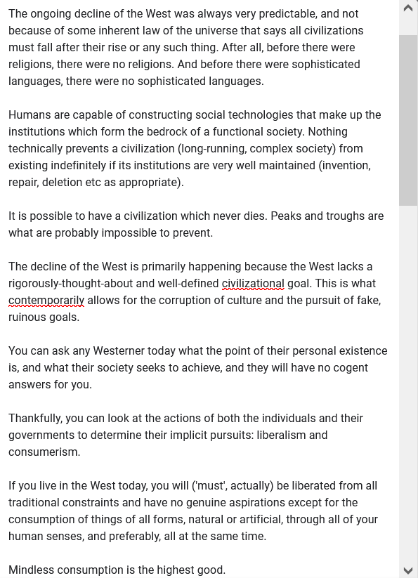 tZero19e's tweet photo. Why the West declines, will inevitably die, and other societies shouldn't look to it for anything
(Via: https://t.co/6DhD0vVA93) https://t.co/aCJWL32FtY