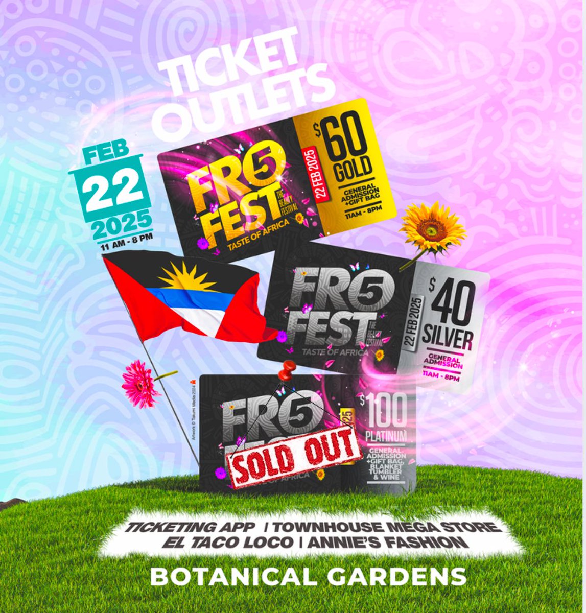 fro_fest's tweet photo. And just like that… PLATINUM TICKETS ARE SOLD OUT❌ Saturday, February 22nd, it’s giving vibes only😎‼️Who’s outside for Fro Fest 2025?!

Limited Gold tickets &amp; Silver tickets are still up for grabs at ALL OUTLETS. Get yours before they’re gone‼️ https://t.co/R35Qwh0Qth