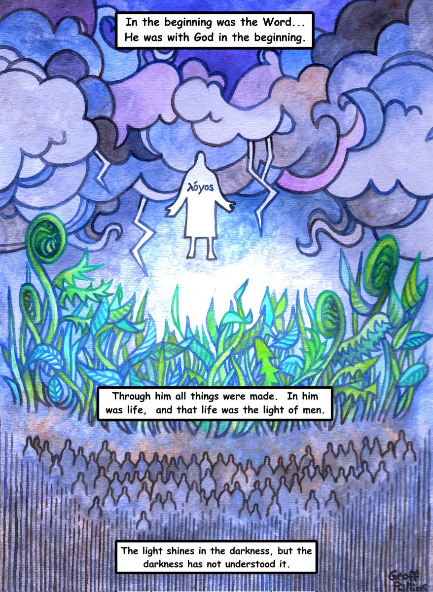 From The Book of John Chapter 1 #geoffphillipsart #gospel #scriptureart #TheWord #watercolor #saskatchewanartist #TheBookofJohn #TheWordOfGod #graphicnovel #watercolour #lightoftheworld #Bible #Jesus