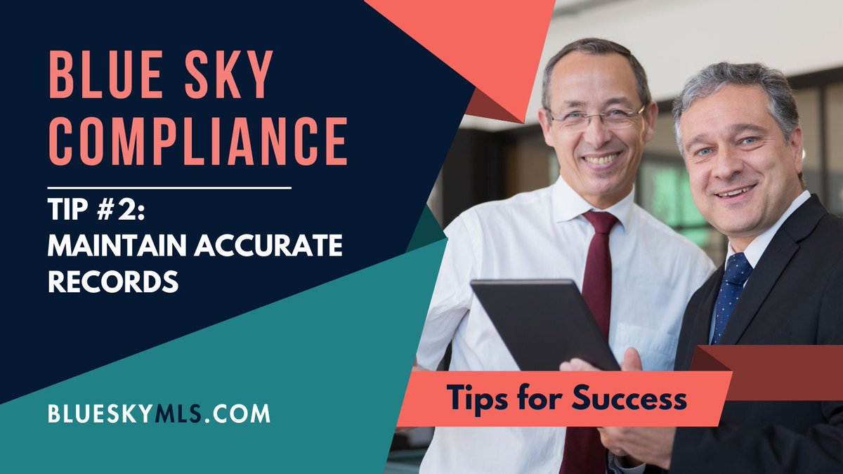📝 Blue Sky Compliance Tip #2: Record Keeping is Key! 🗃️ Accurate and detailed records are essential for blue sky #compliance. Keep track of filings, disclosures, and communications to ensure transparency and simplify audits.💼📈 blueskymls.com

#BlueSkyMLS #FinTwit
