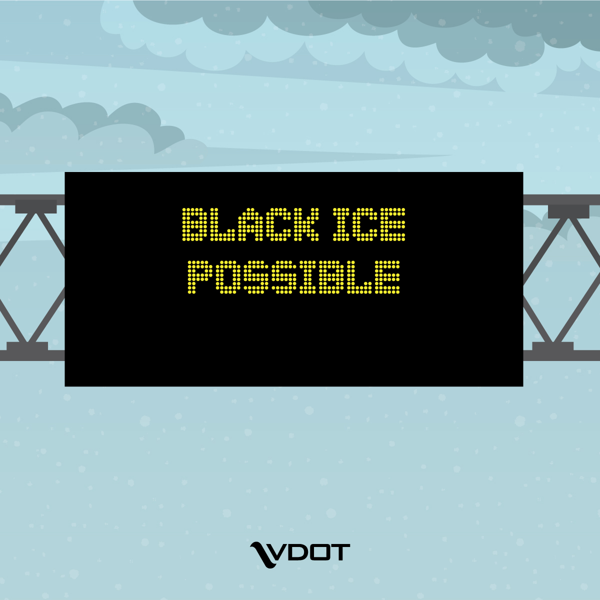 VaDOT's tweet photo. Freezing temps + wet pavement = possible black ice. If a roadway appears wet, treat it as if it is icy. Motorists should allow more time to reach their destination and use caution in locations where pavement freezes first, including bridges, ramps &amp; overpasses. #IceIsNotNice https://t.co/MnX63Zcgqt