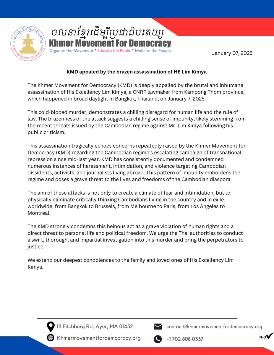 KMD appaled by the brazen assassination of HE Lim Kimya