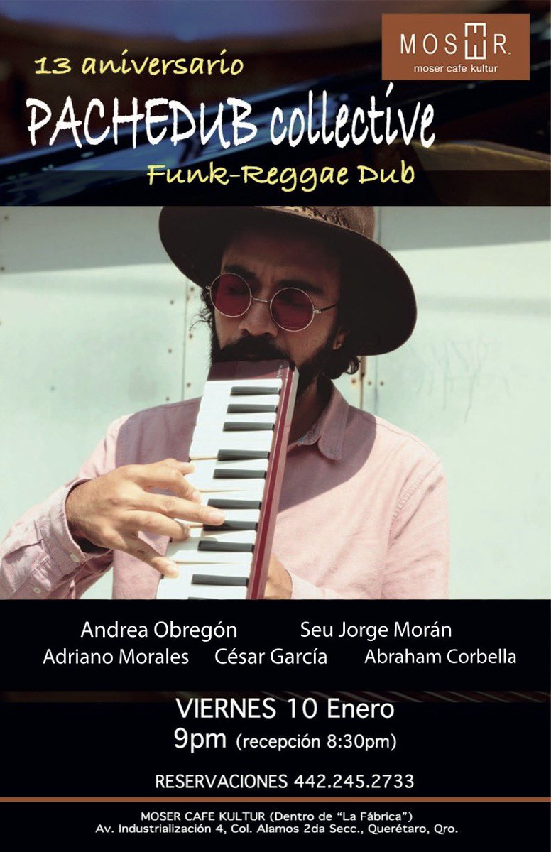 ¡Alerta Querétaro!

@tuhuagencia PRESENTA: 

Celebraremos XIII años de vida de nuestro proyecto musical en <a href="/Mosercafekultur/">Moser</a> con full band este 10 de enero y que mejor que celebrarlo en la ciudad que nos vio nacer para después ir a sonar a 🇨🇦 varias fechas.