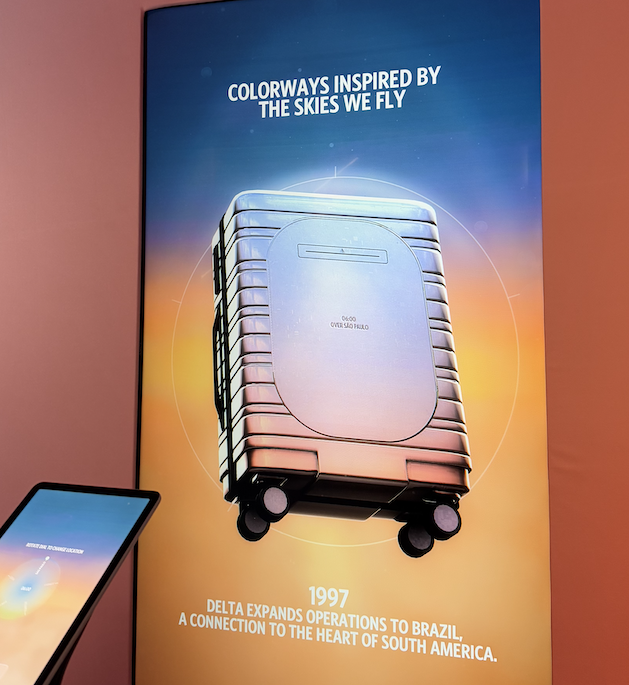 _ZachGriff's tweet photo. Many of you will LOVE this. @Delta just showed off a super cool suitcase that’s made of recycled aluminum — from a retired Boeing 747!

The carry-on is currently just a prototype, but it looks sleek. I really hope it launches soon, and I’m sure the aviation geeks will snap it up https://t.co/kEeY2Ohf9f
