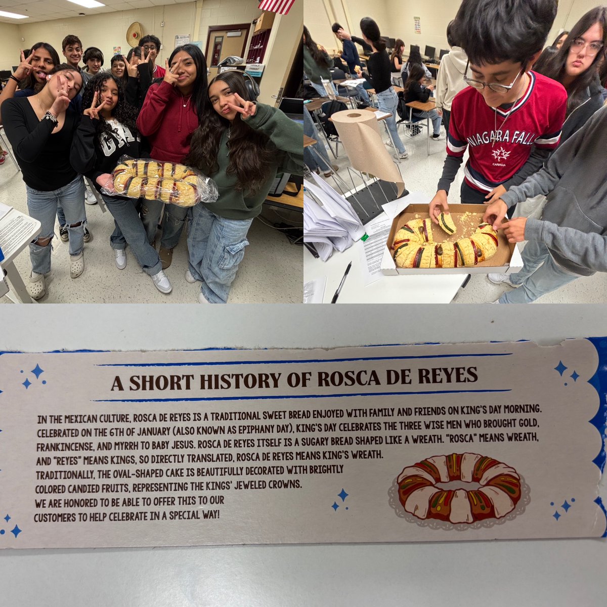 SeΓ±or Joel E. Rocha, M. Ed. (@profejrocha) on Twitter photo My <a href="/JordanNISD/">Jack C. Jordan MS</a> Advanced Spanish 2 students learned about Spanish holiday traditions before the break. Today in class, students were able to try a "Rosca de Reyes" & enjoyed learning and experiencing a Mexican holiday tradition. <a href="/NISDWorldLang/">NISD World Languages</a> #LearnersAtWork #DiaDeReyesπ²π½πͺπ«
My <a href="/JordanNISD/">Jack C. Jordan MS</a> Advanced Spanish 2 students learned about Spanish holiday traditions before the break. Today in class, students were able to try a "Rosca de Reyes" & enjoyed learning and experiencing a Mexican holiday tradition. <a href="/NISDWorldLang/">NISD World Languages</a> #LearnersAtWork #DiaDeReyesπ²π½πͺπ«