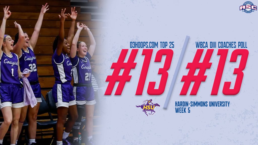 American Southwest (@asc_sports) on Twitter photo Women's Basketball | <a href="/cowgirl_bball/">Hardin-Simmons WBB</a> ➡ TOP 1️⃣5️⃣
Read more: ascsports.org/news/2025/1/7/…
#ascsports #aschoops #d3hoops Women's Basketball | <a href="/cowgirl_bball/">Hardin-Simmons WBB</a> ➡ TOP 1️⃣5️⃣
Read more: ascsports.org/news/2025/1/7/…
#ascsports #aschoops #d3hoops